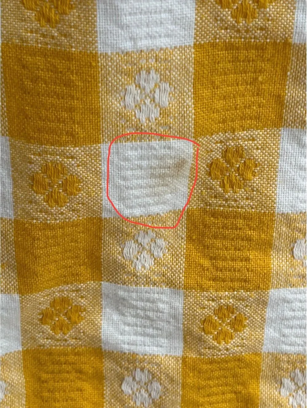 Vintage Full Feedsack Yellow Gingham Clover Checked Material 48 X 48
